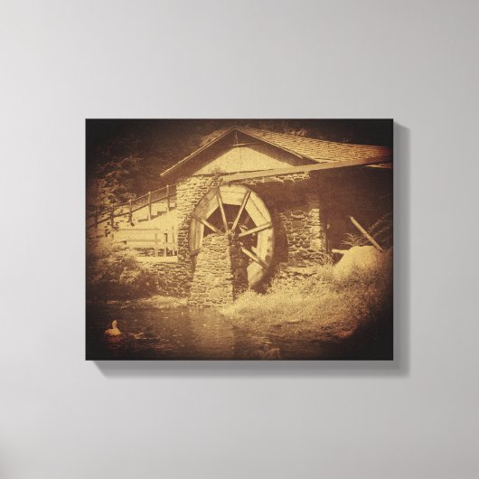 Water Wheel Duck Pond Canvas Afdruk (Voorkant)
