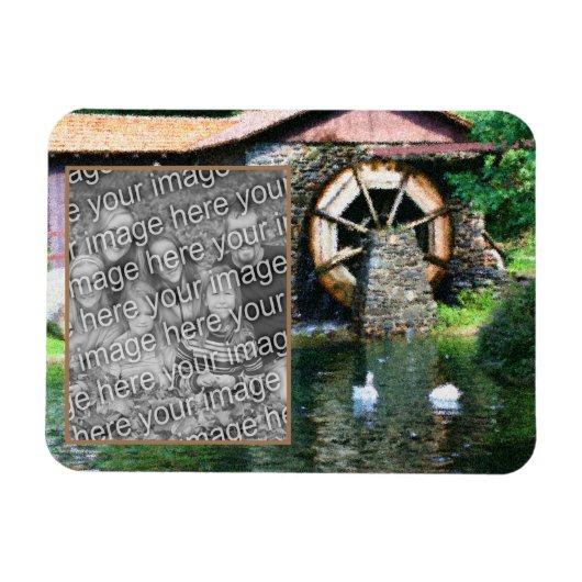 Water Wheel Duck Pond Schilderij Voeg uw foto toe Magneet (Horizontaal)