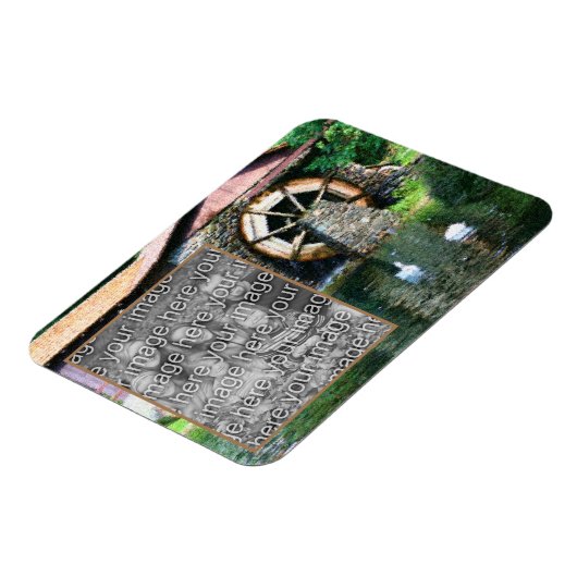 Water Wheel Duck Pond Schilderij Voeg uw foto toe Magneet (Linkerzijde)