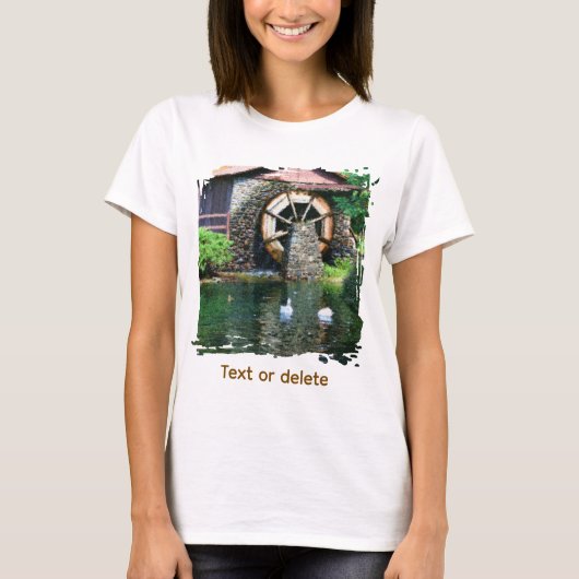 Water Wheel Pond Seurat Painting Art Personalized T-shirt (Voorkant)