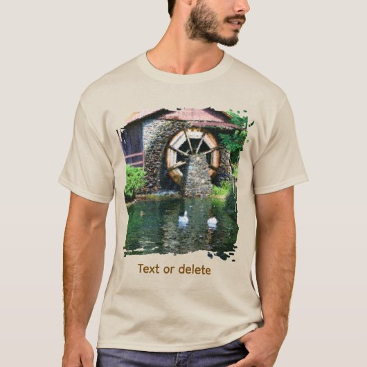 Water Wheel Pond Seurat Painting Art T-shirt (Voorkant)