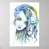 Water Zeemeermin vrouw Surrealistisch fantasie por Poster (Voorkant)