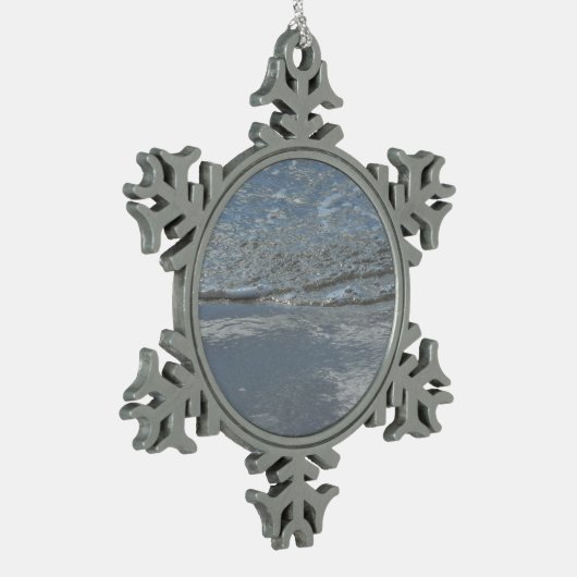 Wateraftappen op Abstracte foto's van de Beach Tin Sneeuwvlok Ornament (Links)