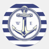 Wateranker Zeeblauw Stralen Ronde Sticker (Voorkant)