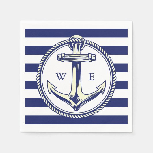 Wateranker Zeeblauw Stralen Servet (Voorkant)