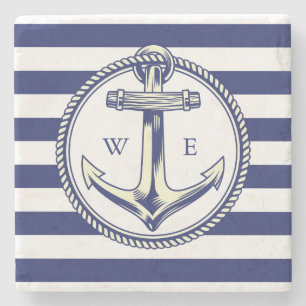 Wateranker Zeeblauw Stralen Stenen Onderzetter