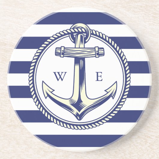 Wateranker Zeeblauw Stralen Zandsteen Onderzetter (Voorkant)