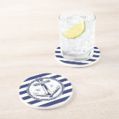 Wateranker Zeeblauw Stralen Zandsteen Onderzetter (Zijkant)