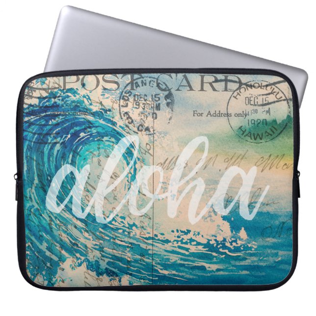  waterbad in de Briefkaart Hawaiian Wave Laptop Sleeve (Voorkant)