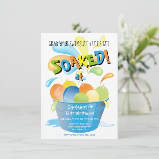 Waterballon Birthday Kaart (Staand voorkant)