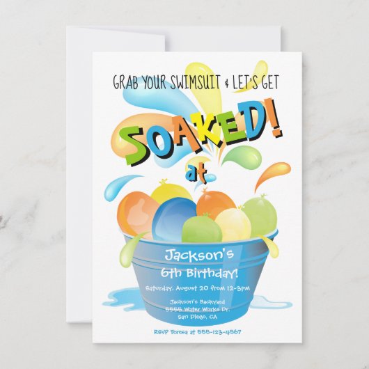 Waterballon Birthday Kaart (Voorkant)