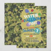 Waterballon Flight Camo Uitnodiging voor verjaarda (Voorkant / Achterkant)