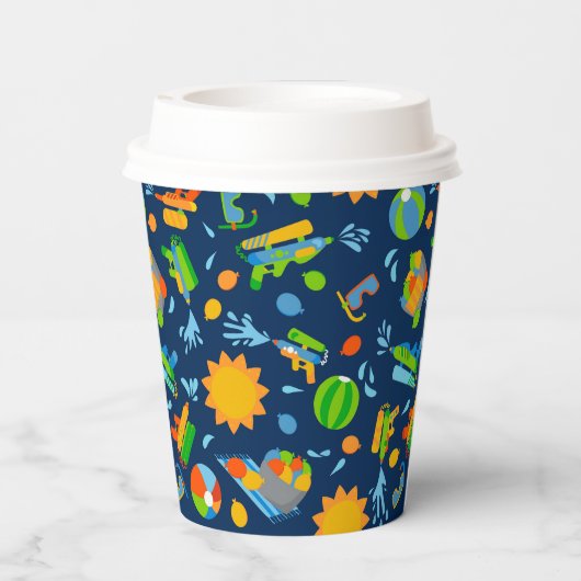 Waterballon Pistool Pool party kinderen Birthday Papieren Bekers (Achterkant)