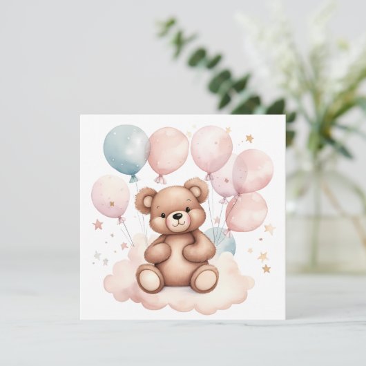 Waterballon Teddybeer Kaart (Staand voorkant)