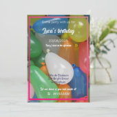 Waterballon verjaardagsfeestje kaart (Staand voorkant)