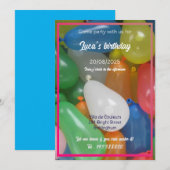 Waterballon verjaardagsfeestje kaart (Voorkant / Achterkant)