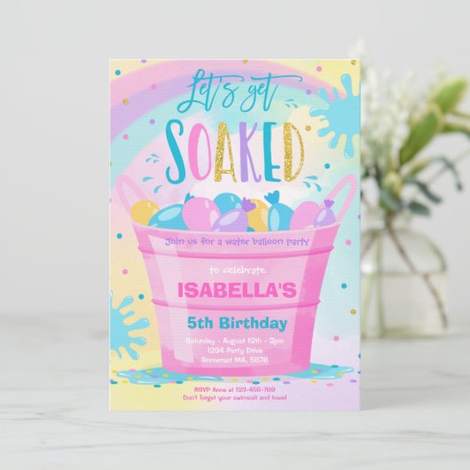 Waterballon Verjaardagsfeestje Zomer Waterballon Kaart (Staand voorkant)