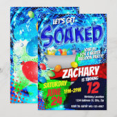 Waterballon Verjaardagsuitnodiging Sjabloon Kaart (Voorkant / Achterkant)