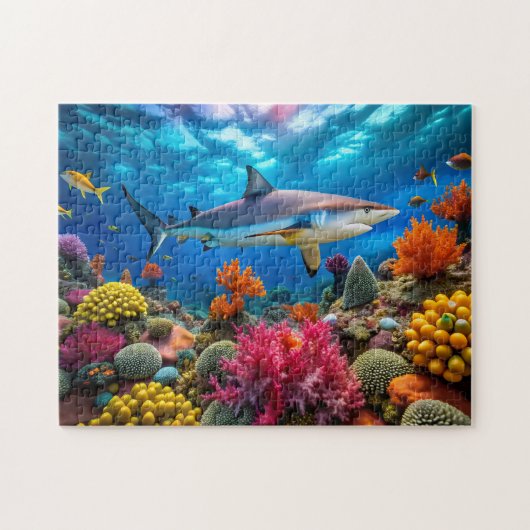 Waterbeeld van een haai legpuzzel (Horizontaal)