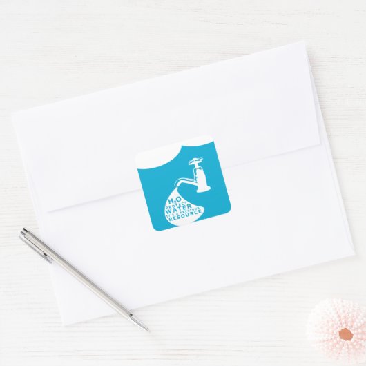Waterbehoud en duurzaamheid vierkante sticker (Envelop)