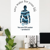 Waterbesparings Eco Bewustzijnsontwerp Poster (Thuiskantoor)