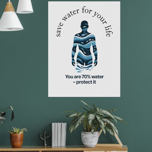 Waterbesparings Eco Bewustzijnsontwerp Poster (Woonkamer 1)