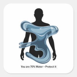 Waterbesparings Eco Bewustzijnsontwerp Vierkante Sticker