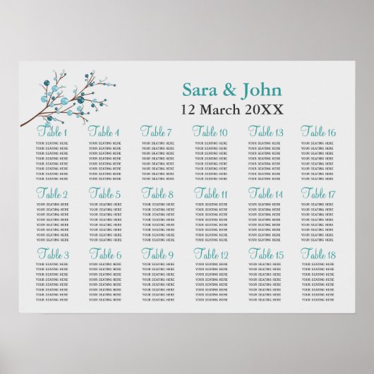 waterbessen winterbruiloft Zitkaart Poster (Voorkant)