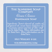 Waterbestendige babyblauwe en witte zeep bestandde labels (Design 1)