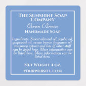 Waterbestendige babyblauwe en witte zeep bestandde labels (Design 2)