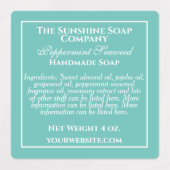 Waterbestendige blauwgroen en witte zeep bestandde labels (Design 1)