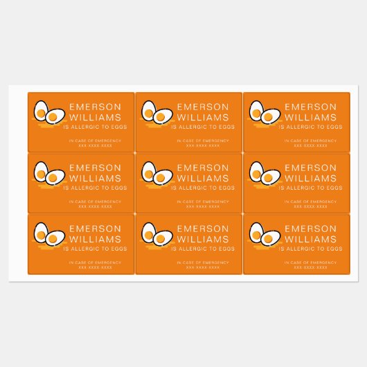 Waterbestendige eierallergie Alert Kindernaam Labels (Vel)