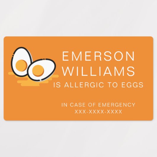 Waterbestendige eierallergie Alert Kindernaam Labels (Design 2)
