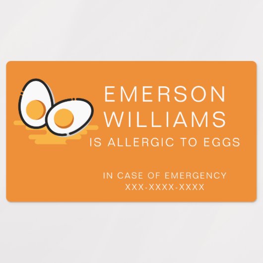 Waterbestendige eierallergie Alert Kindernaam Labels (Design 1)
