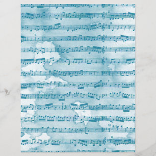 Waterbevlekt blauw vel Music Scrapbook Paper