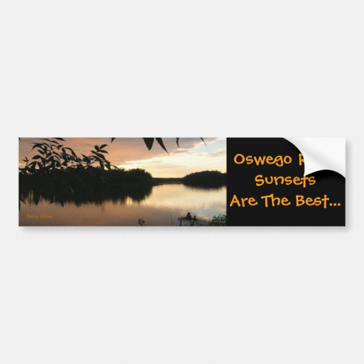waterbladeren en vissers, Oswego River Sunset... Bumpersticker (Voorkant)