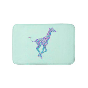 waterblauw en paars girawbadmat badmat