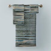 Waterblauwe beige golfband bad handdoek