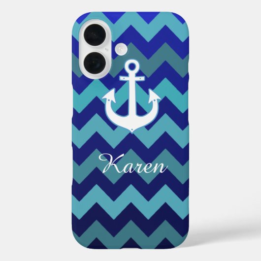 waterblauwe zweeflijnen, anker & naam Case-Mate iPhone case (Achterkant)