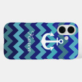 waterblauwe zweeflijnen, anker & naam Case-Mate iPhone case (Achterkant (horizontaal))