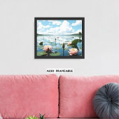 Waterbloemen op een meer met een bewolkte hemel | canvas afdruk