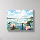 Waterbloemen op een meer met een bewolkte hemel | canvas afdruk (Voorkant)
