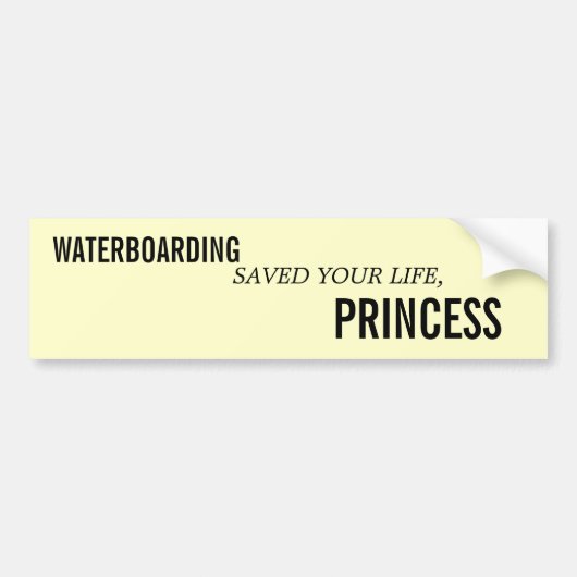 WATERBOARDING BEWAART UW LEVEN, PRINCIPE BUMPERSTICKER (Voorkant)