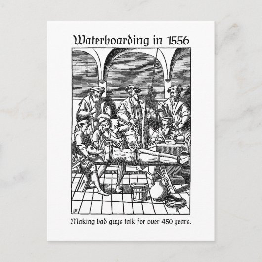 Waterboarding in 1556 briefkaart (Voorkant)