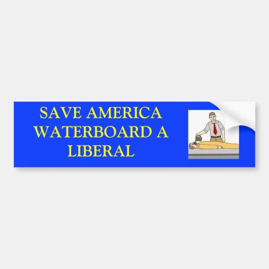 waterboardingaliberaal, SAVE AMERICAWATERBOARD A.. Bumpersticker (Voorkant)