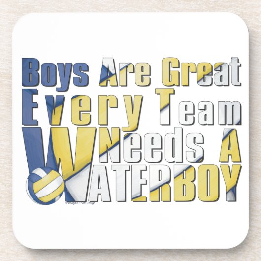 Waterboy Volleyball in Blue en Yellow Bier Onderzetter (Voorkant)