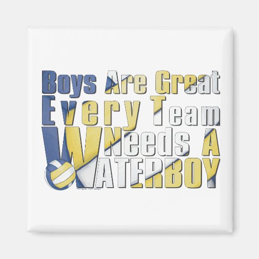 Waterboy Volleyball in Blue en Yellow Magneet (Voorkant)