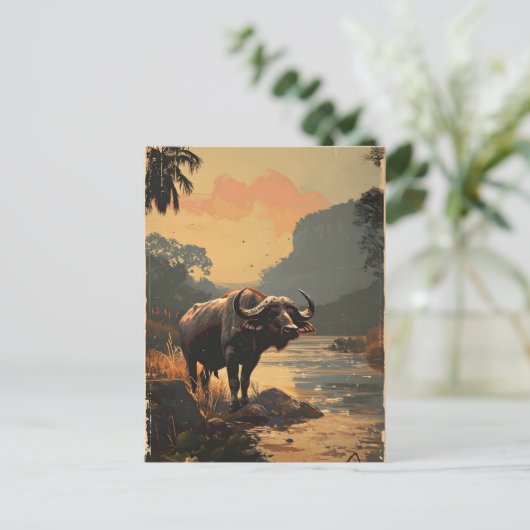 Waterbuffel  briefkaart (Staand voorkant)