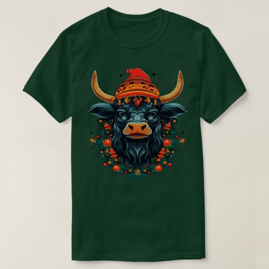 Waterbuffel Kerstmis T-shirt (Design voorkant)