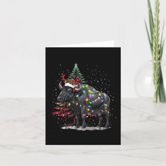 Waterbuffel Kerstverlichting Kerstman Waterbuffel Kaart (Voorkant)
